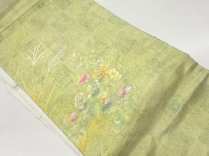 螺鈿金彩草花模様名古屋帯